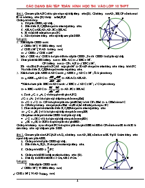 Các dạng bài tập toán Hình học thi vào lớp 10 thpt